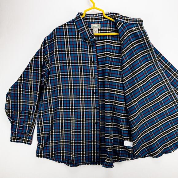 L.L. Bean Brushed Flannel Shirt Men’s XXL Red Blue Tartan Workwear Fall Layer - Picture 6 of 12